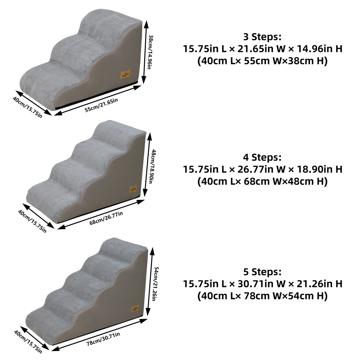 3/4/5 Steps Dog Stairs Curved Ramp With Removable Cover