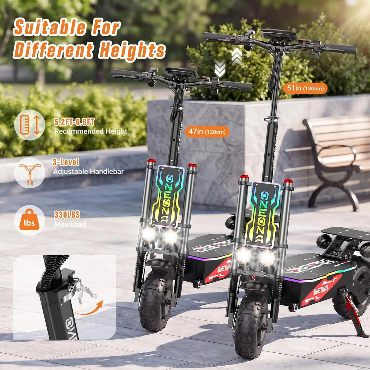 Fengqs Gt8 Pro Adult Electric Scooter With Led Display