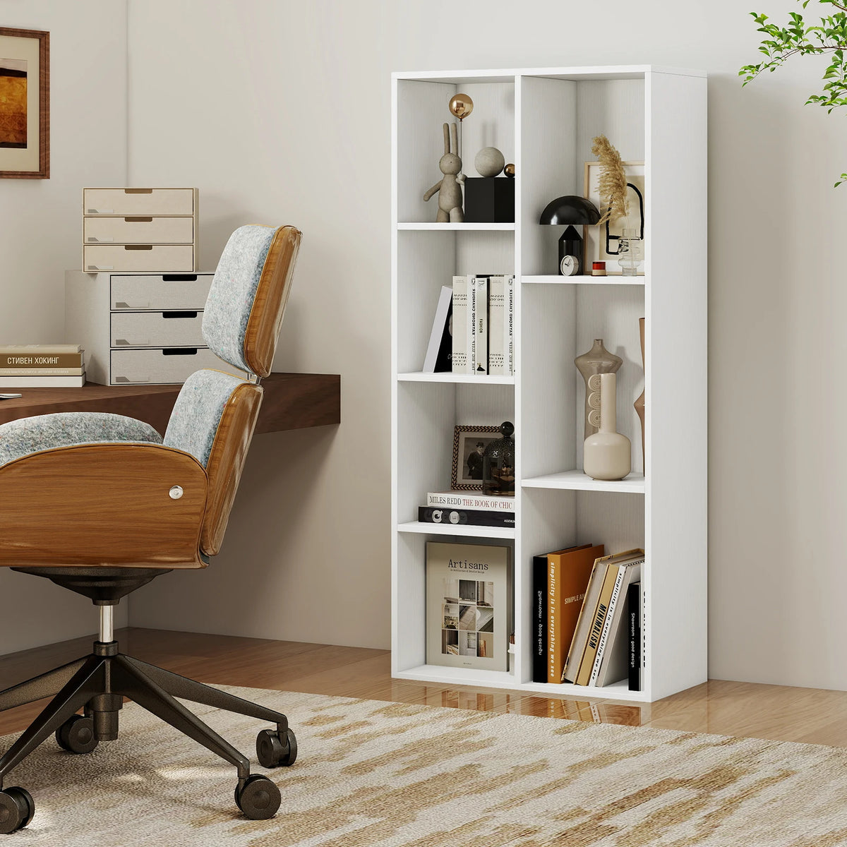 HOMASIS 7 Cube Bookcase Freestanding Bookshelf