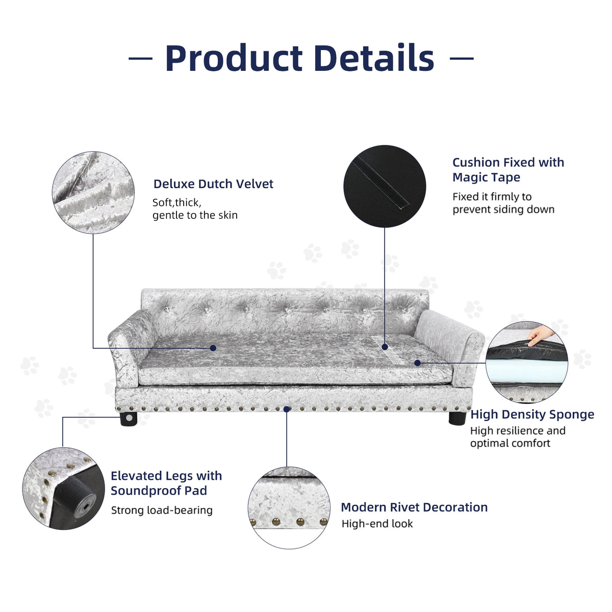 Bingopaw Elevated Dog Sofa Bed With Removable Cushion