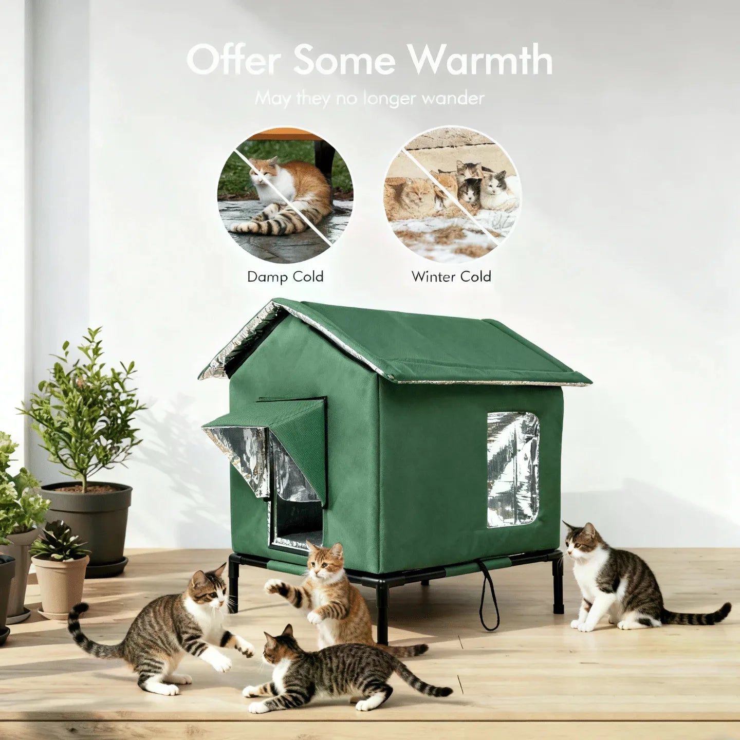 Warm Insulated Cat House For Indoor And Outdoor Use