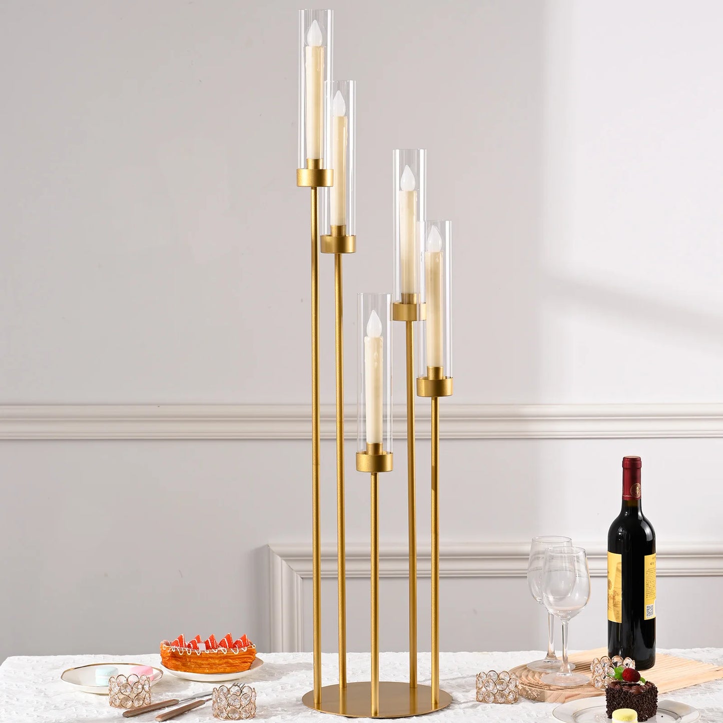 Vincigant 5 Arm Floor Candelabra With Acrylic Lampshade