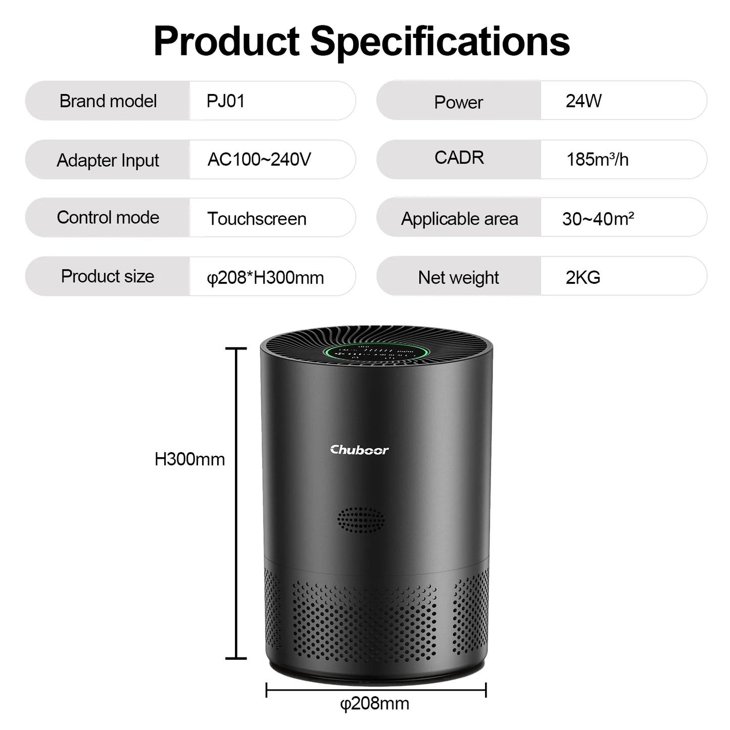 Chuboor H13 True HEPA Air Purifier For Home And Kitchen