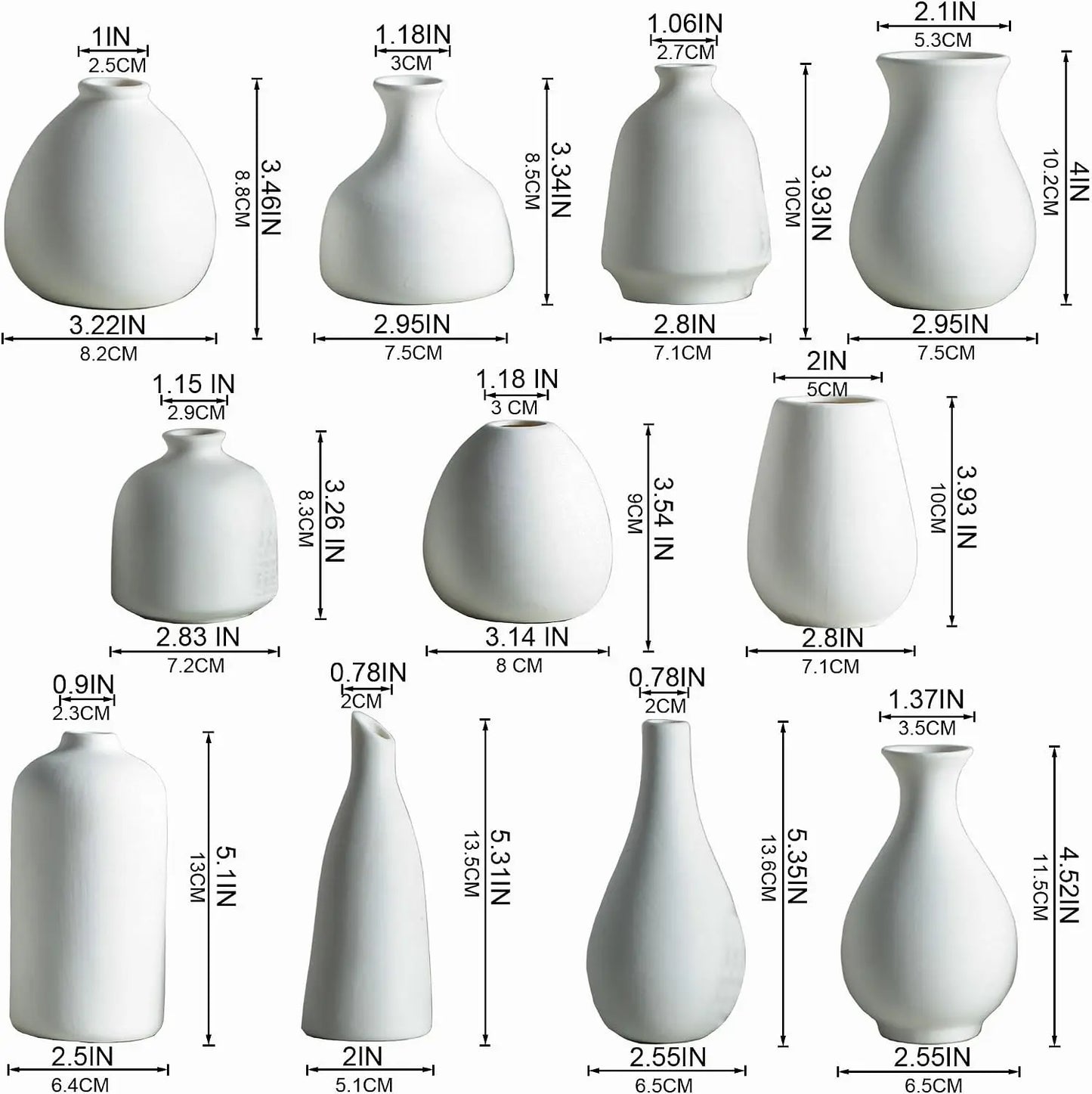 JOJUNO Ceramic Bud Vase Set Modern Home Decor