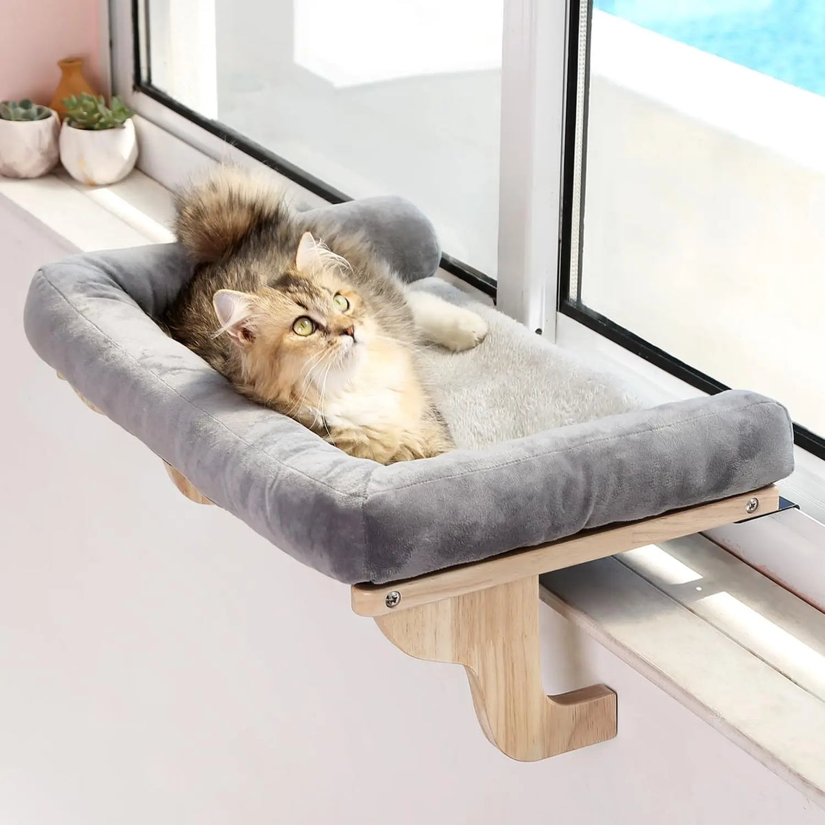 Zakkart Cat Window Perch With Orthopedic Bolster