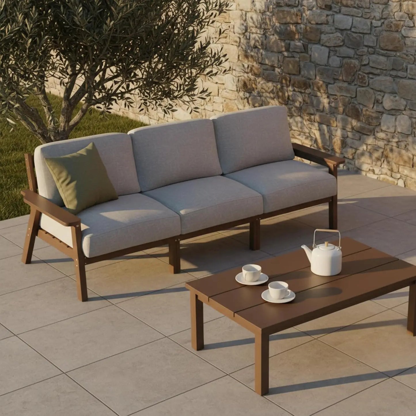 XIAOLANG Patio Three Seat Outdoor Sectional With Cushions