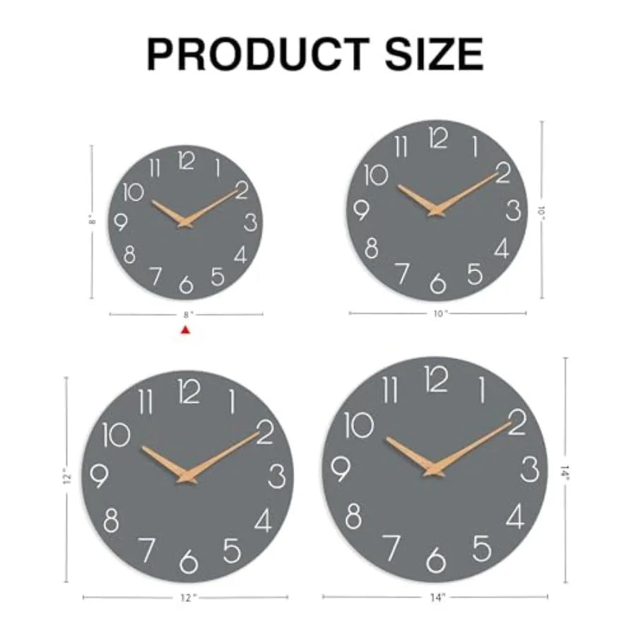 Silent Non-Ticking Wall Clock Battery Operated Home Use