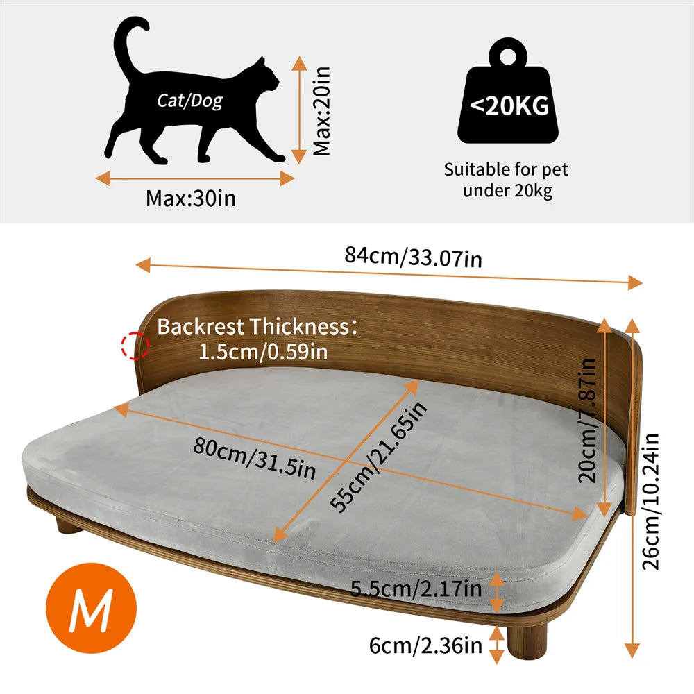 Borwart Elevated Wood Pet Sofa With Comfort Cushion