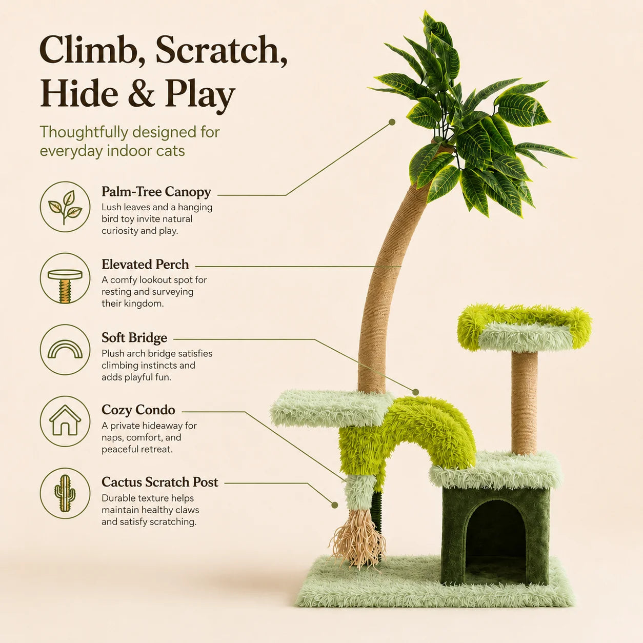 Double Tier Cat Tree With Cozy Perch And Scratching Post