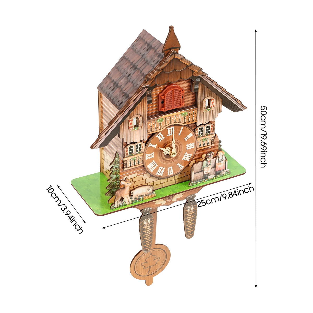 MDF Wall Mount Cuckoo Clock With 7:00 21:00 Chime Display