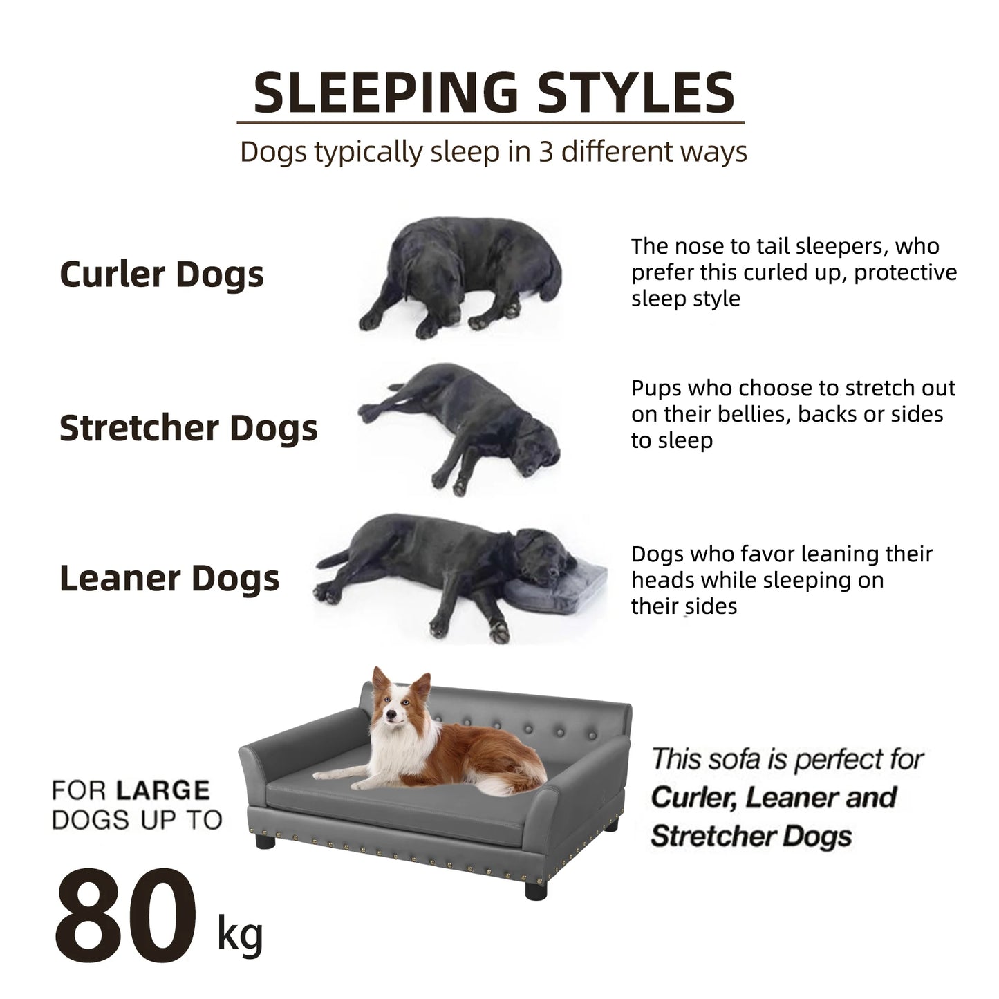 BINGOPAW Elevated Dog Bed For Large Dogs With Waterproof Microfiber Leather Cover And Removable Cushion