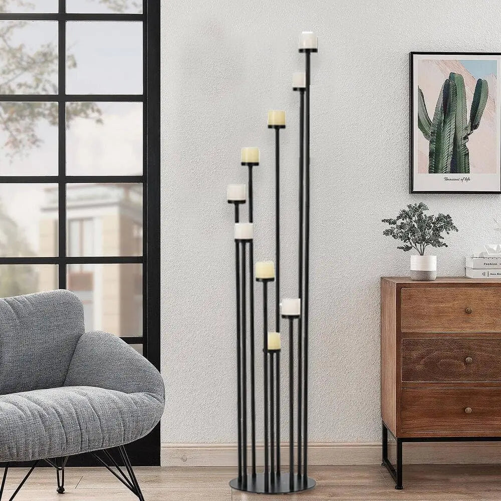 Pair of Metal Floor Candelabras with Nine Arms
