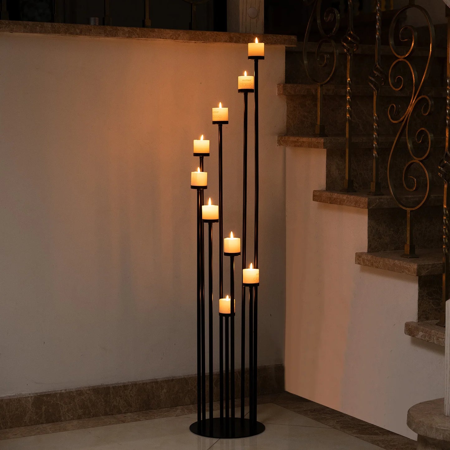 Nine Arm Metal Floor Candle Holder Home Decor