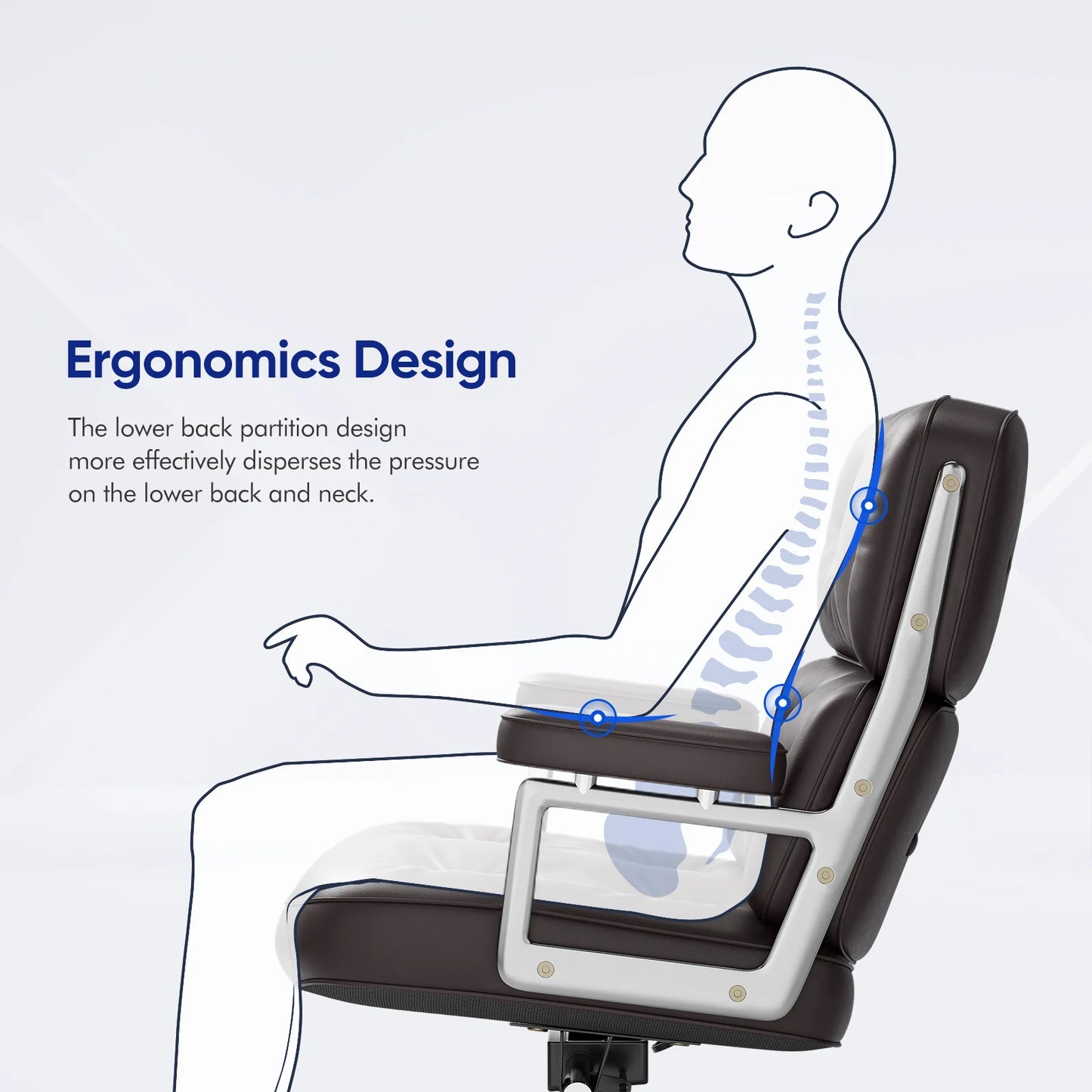 Champracer Ergonomic Leather Office Chair Aluminum Arms