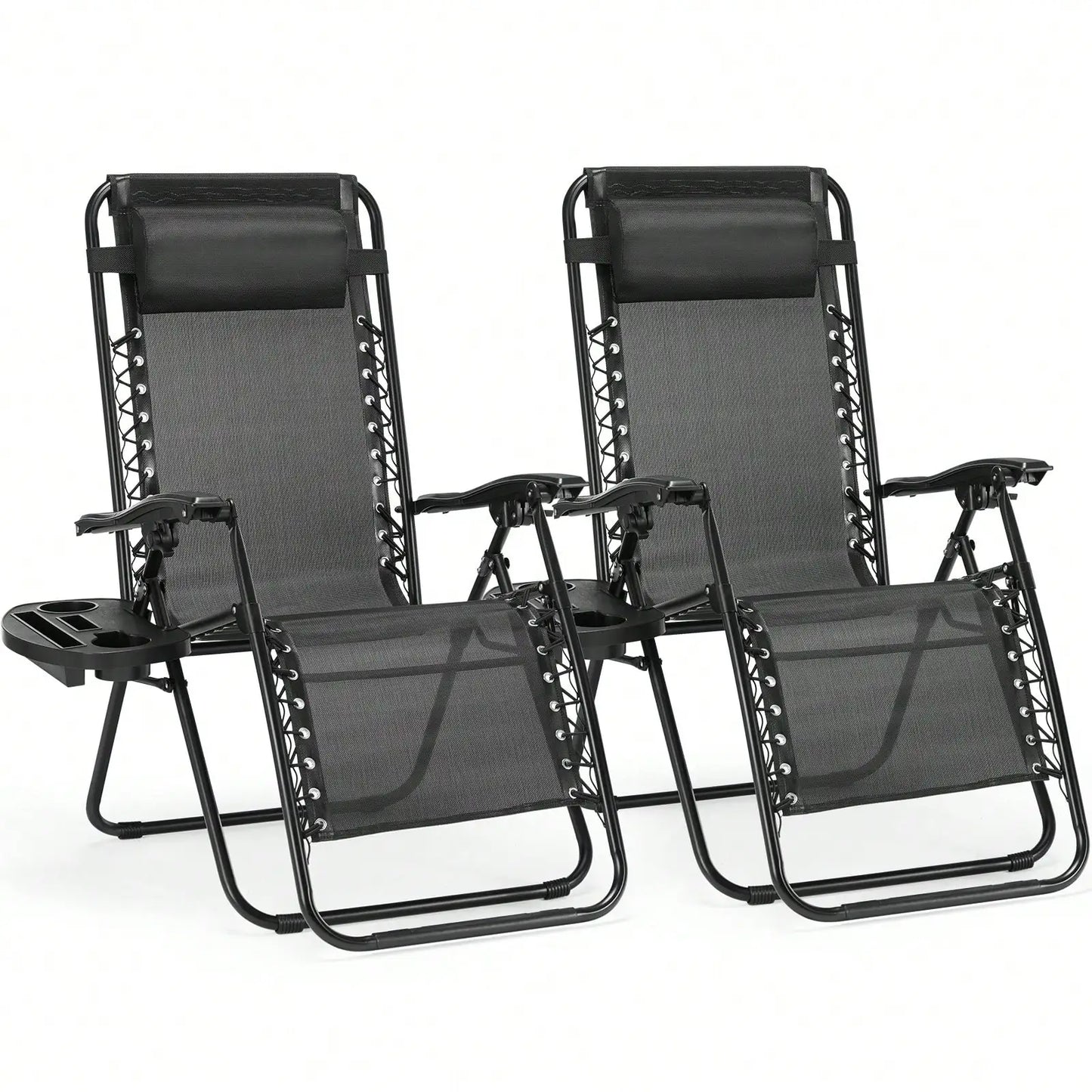 Zero Gravity Lounge Chairs Set Adjustable Folding Recliners