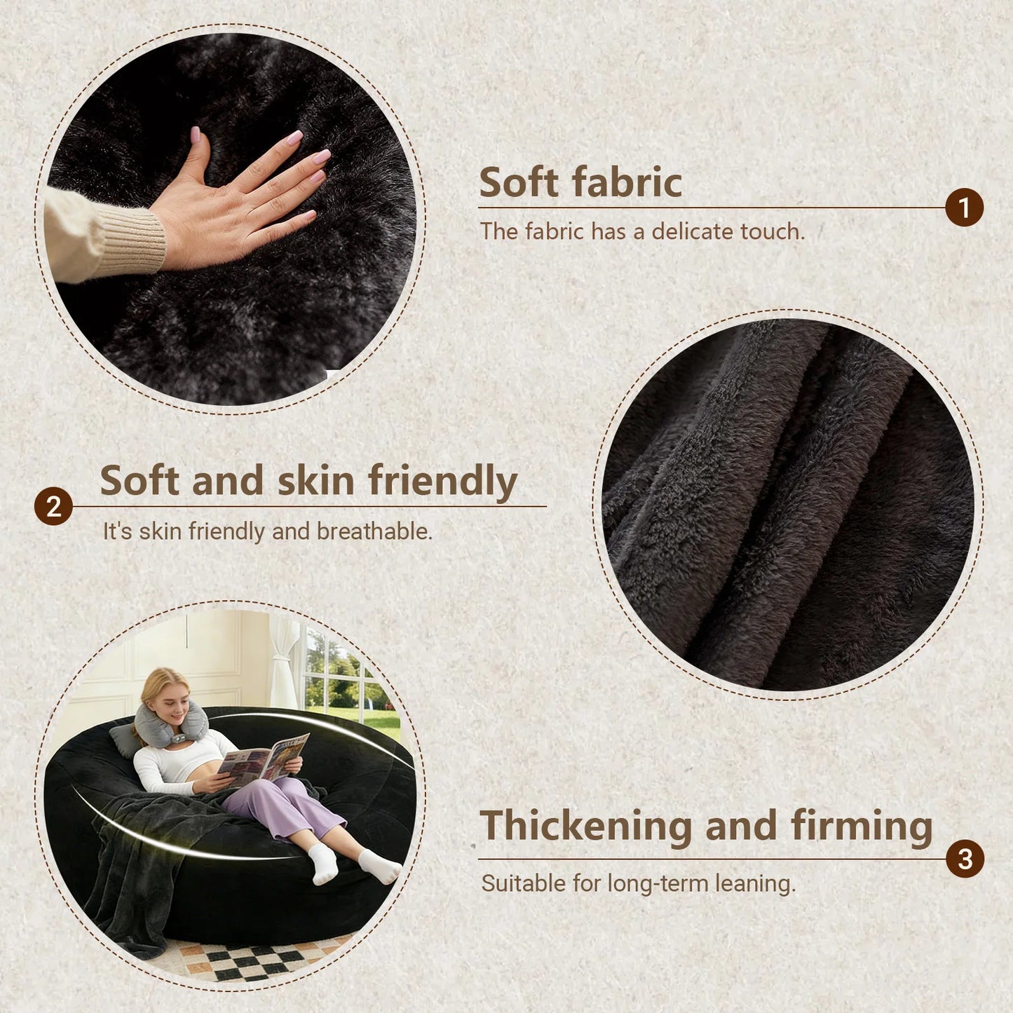 Memory Foam Beanbag Chair With Washable Flannel Cover