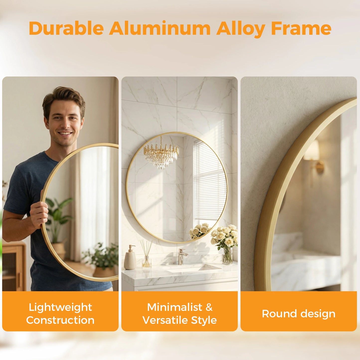MCQ Round Wall Mirror Shatterproof Bathroom