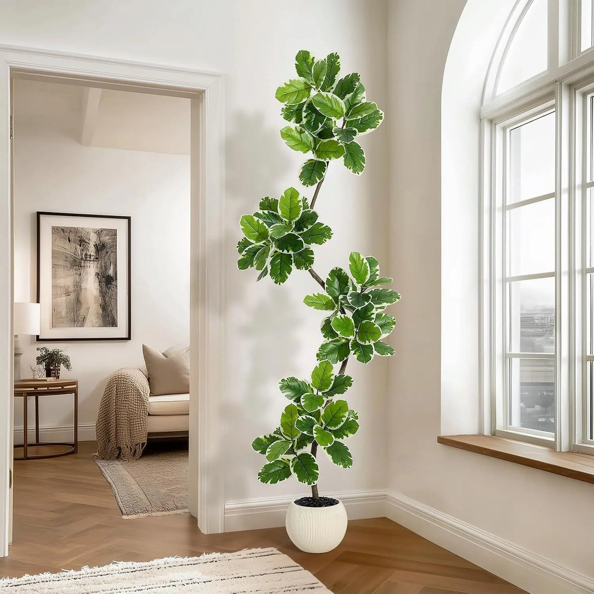 Realistic Artificial Fiddle Leaf Fig Tree With Planter