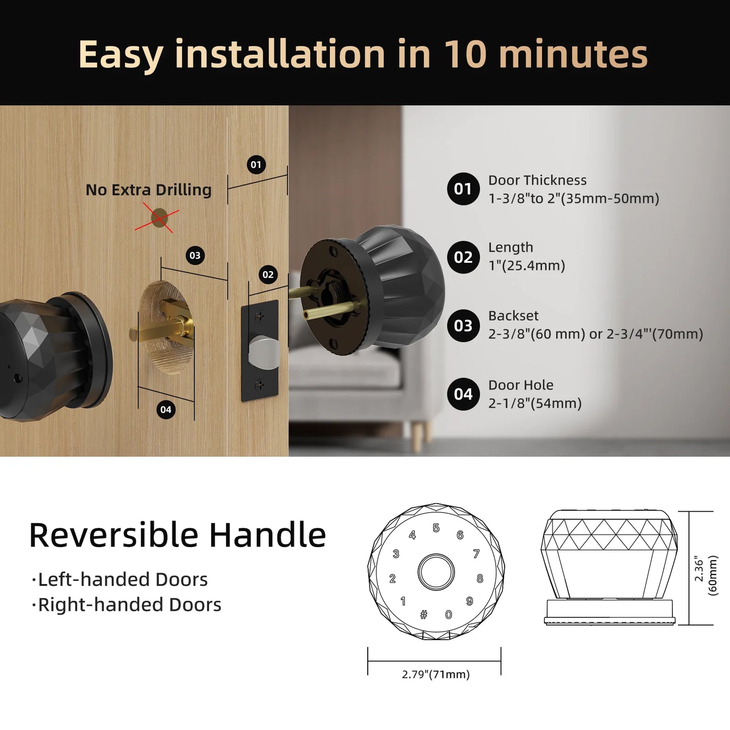 Viladepot Smart Fingerprint Lock for Indoor Doors
