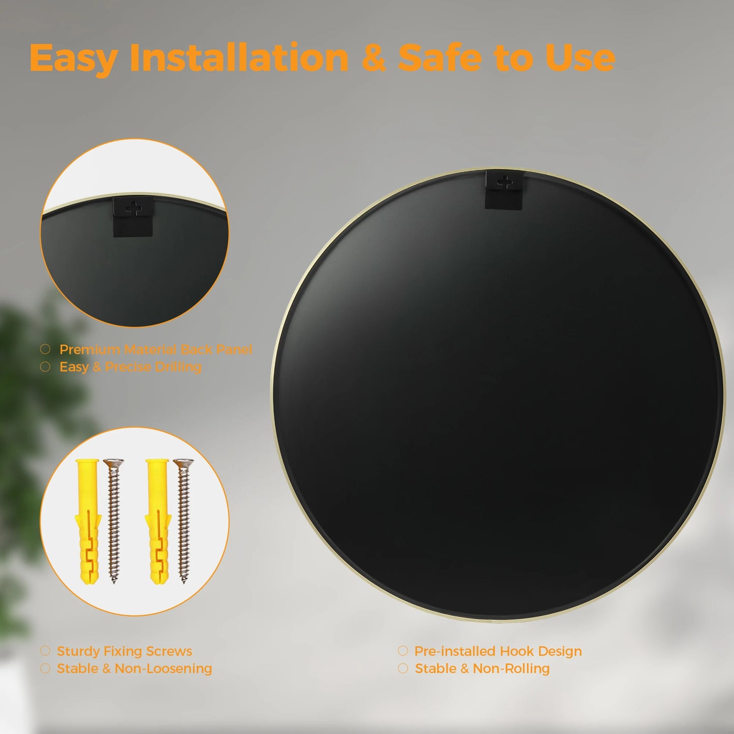 MCQ Round Wall Mirror Shatterproof Bathroom