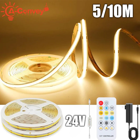 A-Convey 24V COB LED Strip Lights Dimmable With Remote