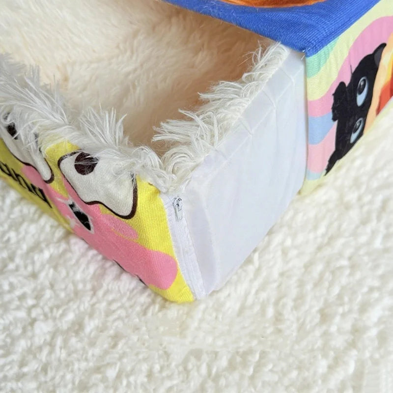 Booteely Cartoon Hamburger Cozy Plush Cat Bed