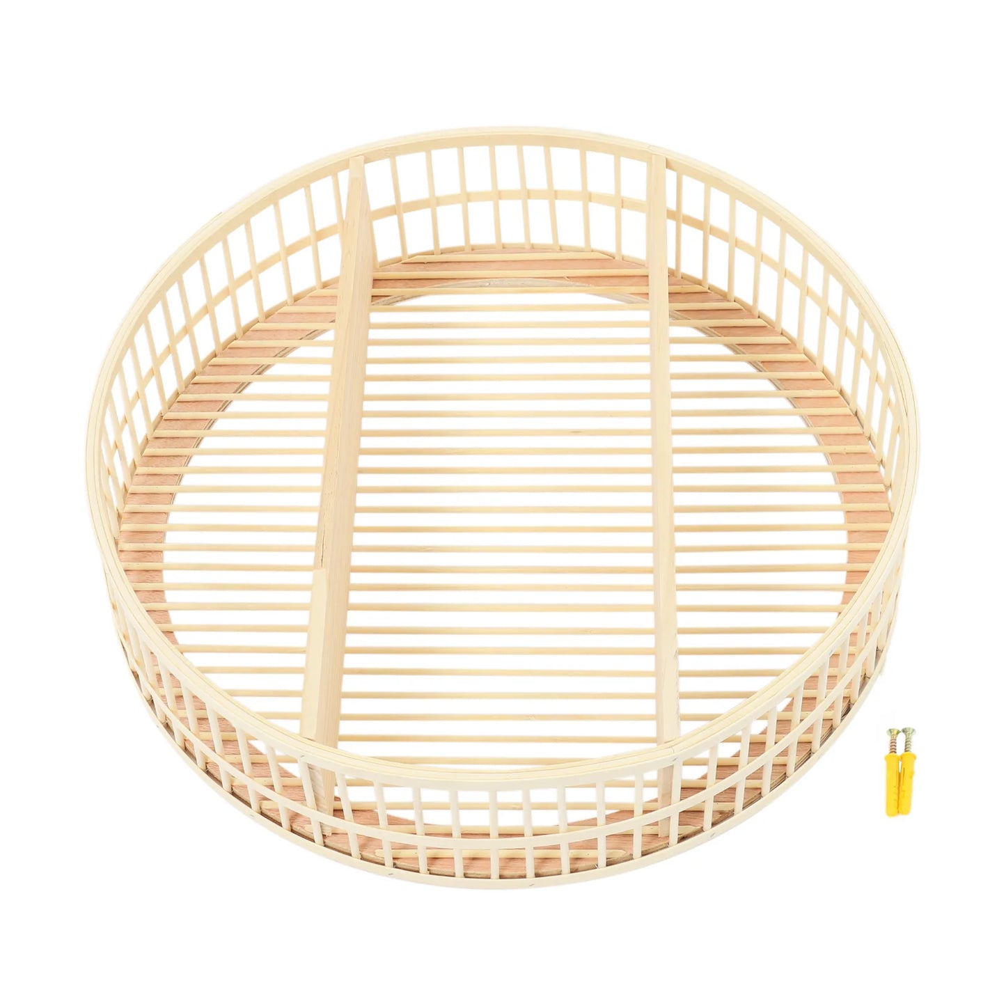 Round Two Tier Bamboo Wall Shelf Farmhouse Decor