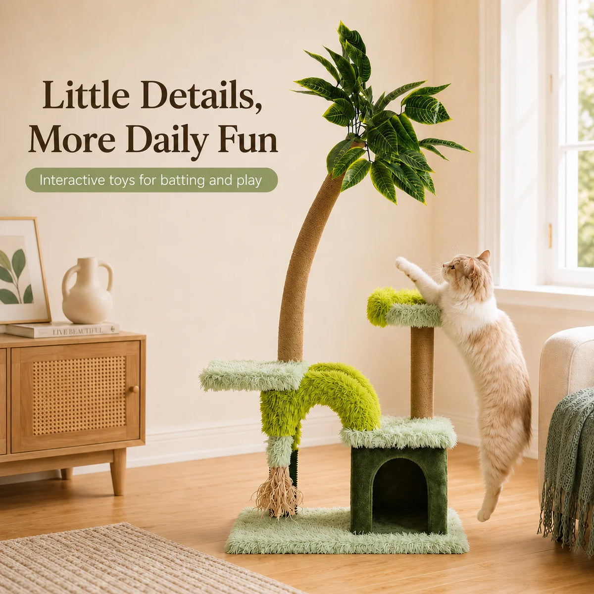 Double Tier Cat Tree With Cozy Perch And Scratching Post