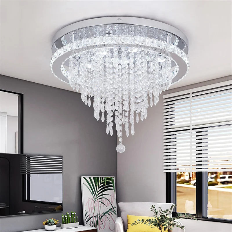 GreeLustr Crystal LED Chandelier Dimmable With Remote