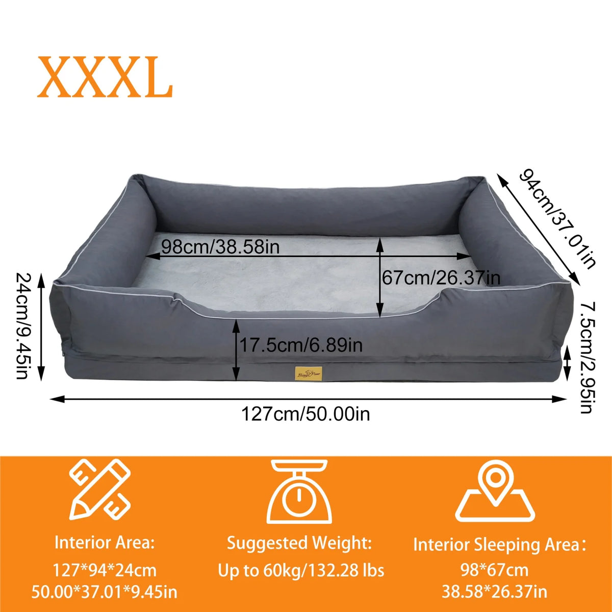 Orthopedic Dog Bed For Large Dogs Bingopaw Premium Waterproof Lining Removable Cover Bolster Sponge Base Sofa