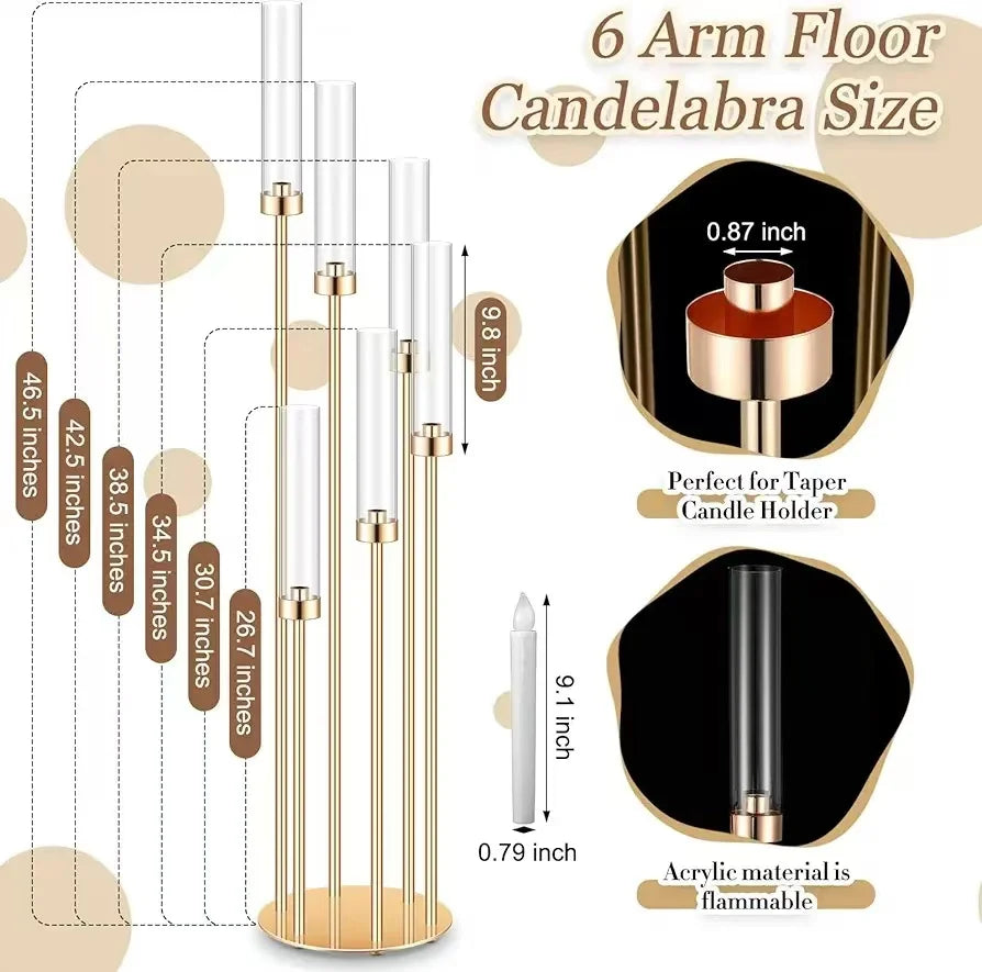Metal Floor Candlestick Holder With LED Candles Centerpieces