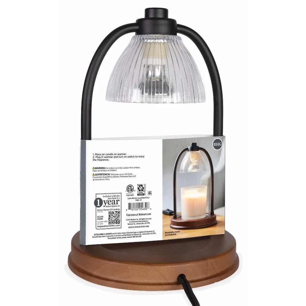 Electric Ribbed Glass Wax Cube Warmer With Digital Timer