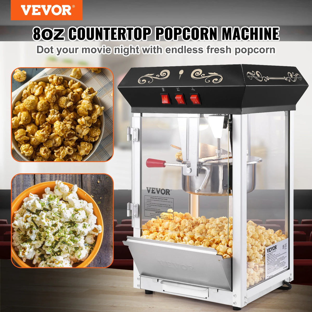 SucceBuy Popcorn Popper Maker Machine Kettle Countertop