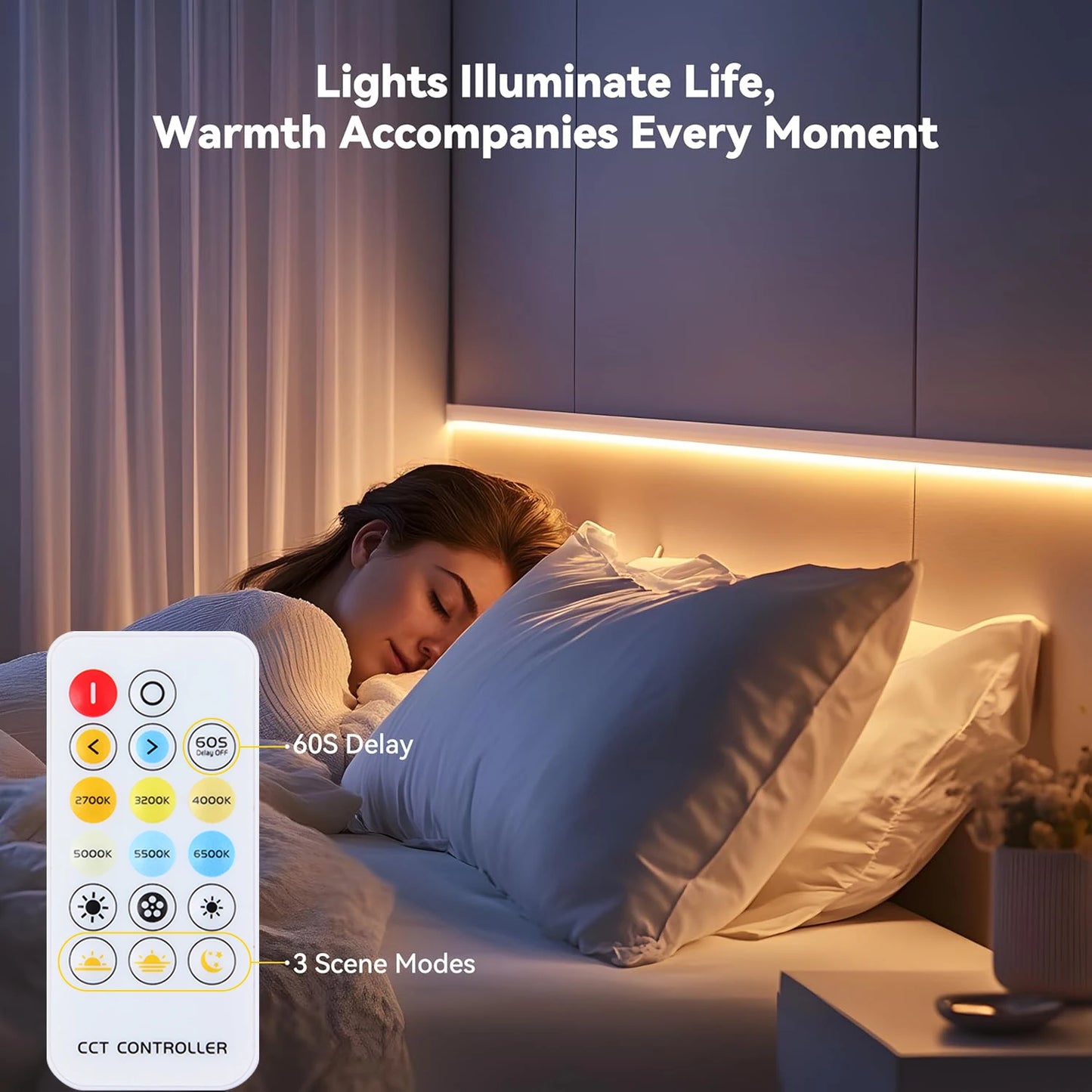 A-Convey 24V COB LED Strip Lights Dimmable With Remote