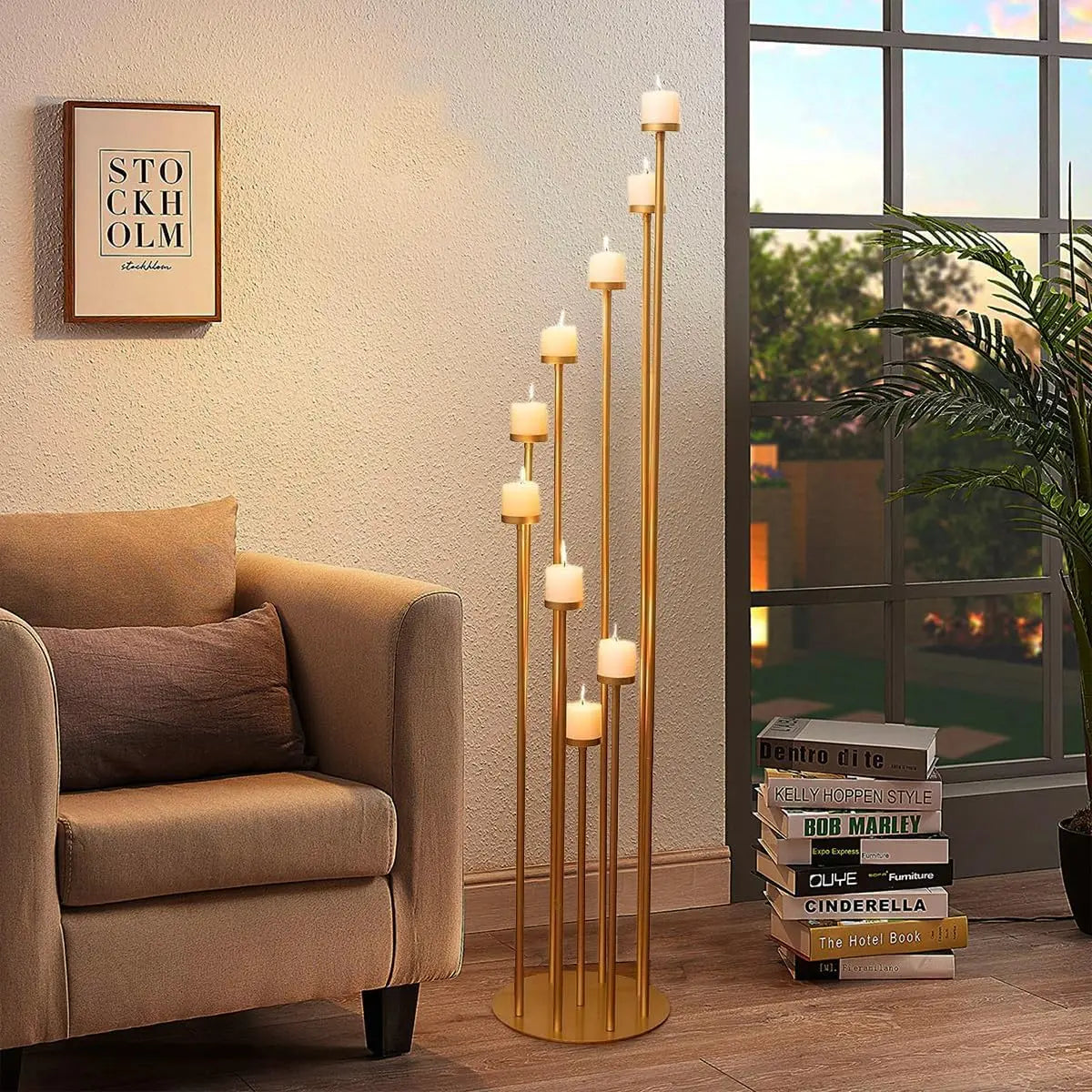 Elegant Nine Arm Floor Candelabras Set For Home Decoration