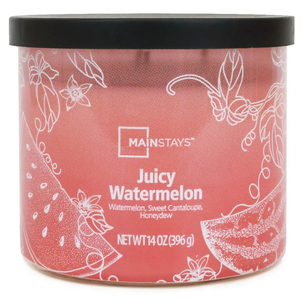 3 Wick Gradient Color Scented Candle Juicy Watermelon Fragrance Home Aroma Relaxation Gift 14 Oz