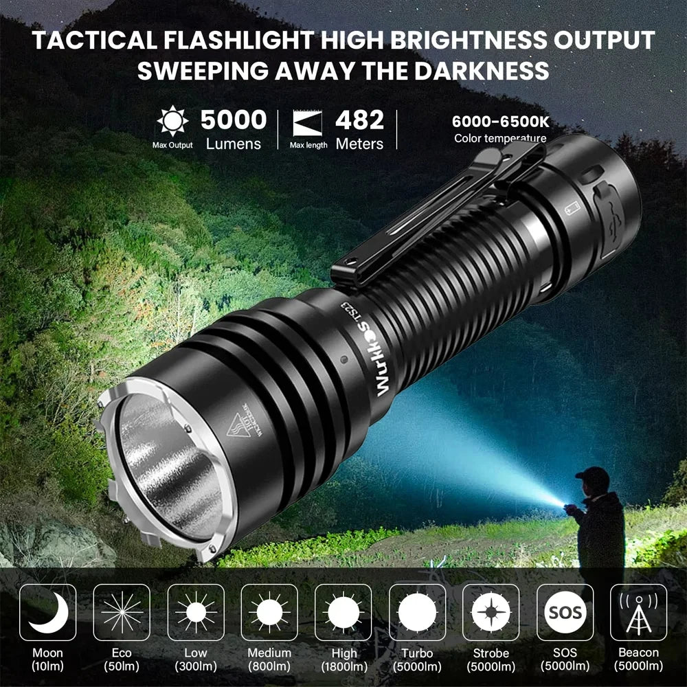 Wurkkos TS23 5000LM EDC Flashlight With XHP70.3 HI
