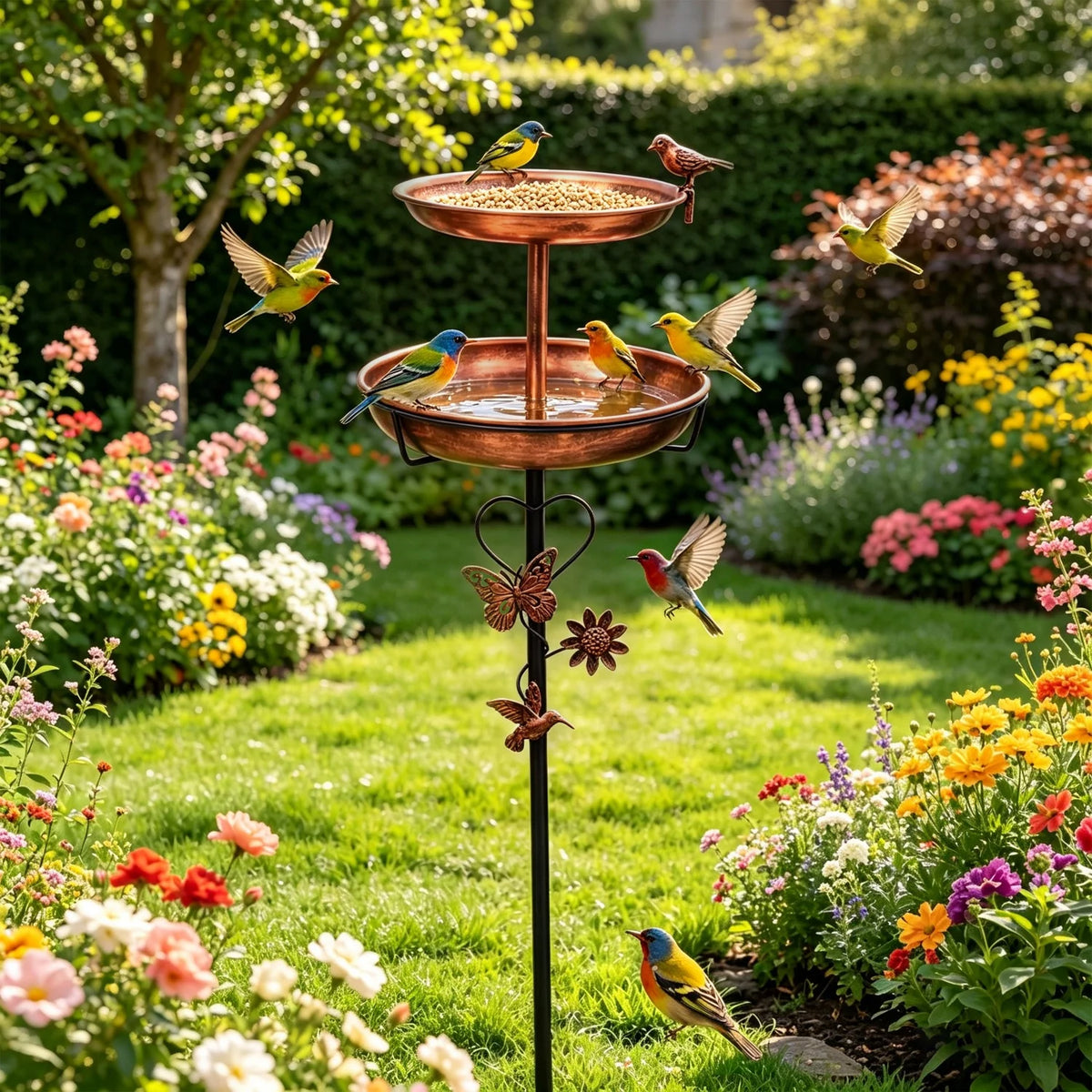 Bird Bath For Outdoors 118cm 2 Tier Metal Bird Bath With 5 Pronged Base For Garden Lovers