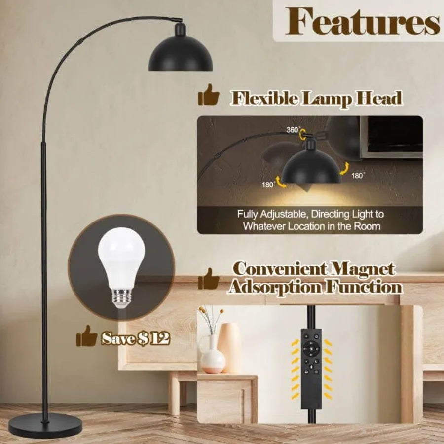Arc Floor Lamp With Remote Dimmable 2700K-6000K LED 9W