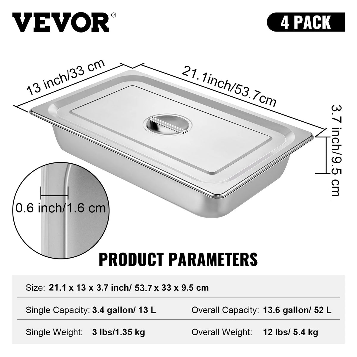 SucceBuy Stainless Steel Buffet Chafing Dish Pan