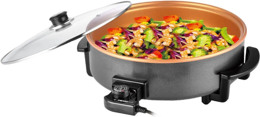XMSJ Ceramic Nonstick Electric Skillet With Temp Control