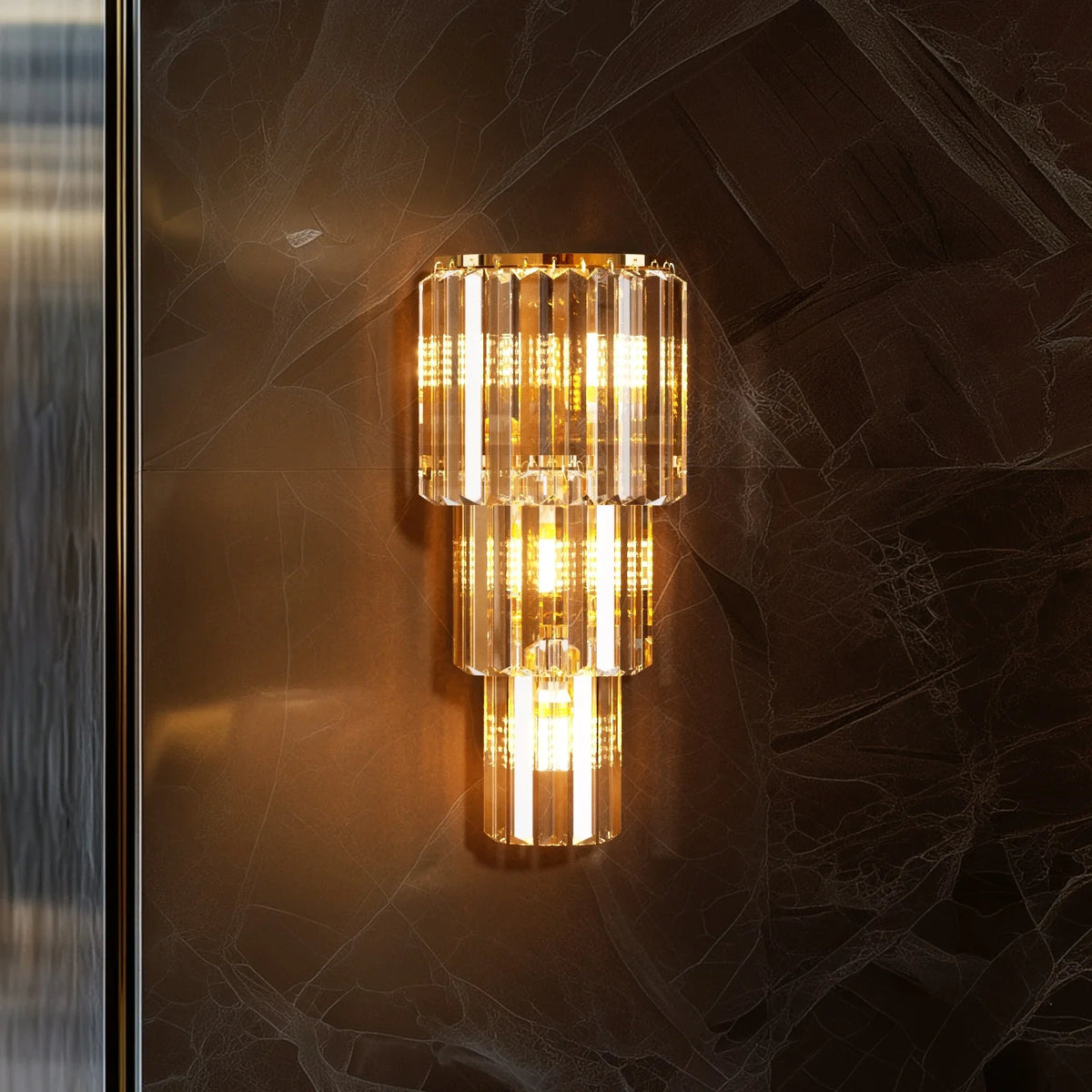 Crystal Wall Lamp 3 Layer Sconce Light E14 LED
