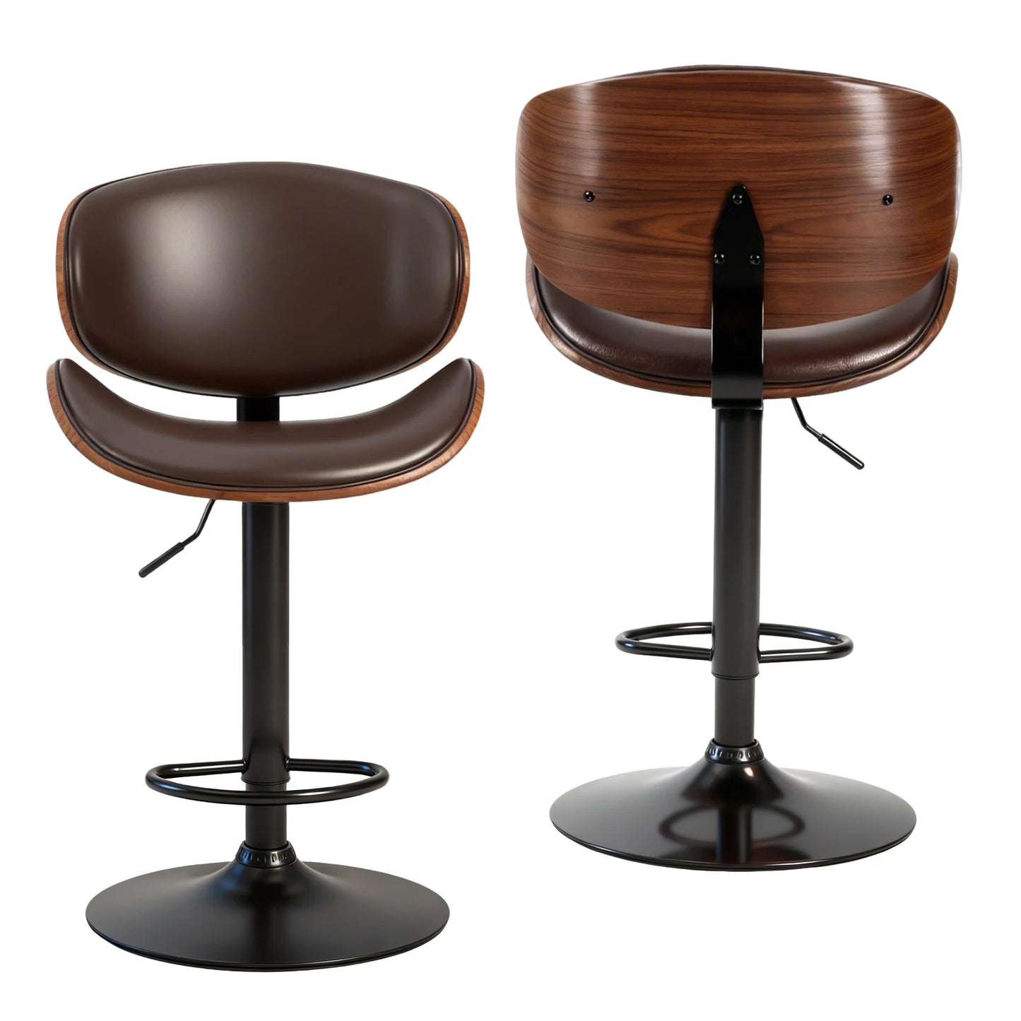 JHK PU Leather Ergonomic Swivel Counter Height Office Chair