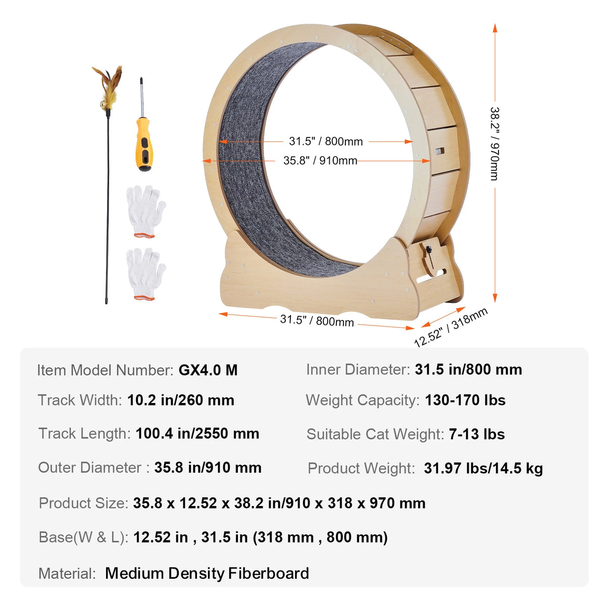 Succebuy Solid Wooden Cat Treadmill Wheel