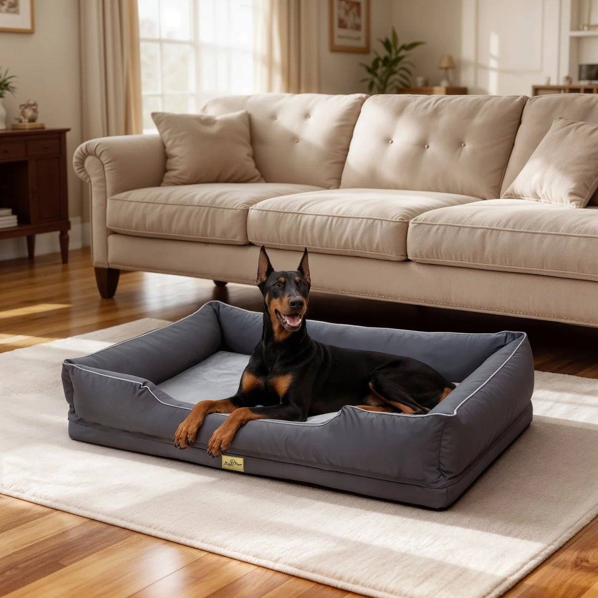 Orthopedic Dog Bed For Large Dogs Bingopaw Premium Waterproof Lining Removable Cover Bolster Sponge Base Sofa