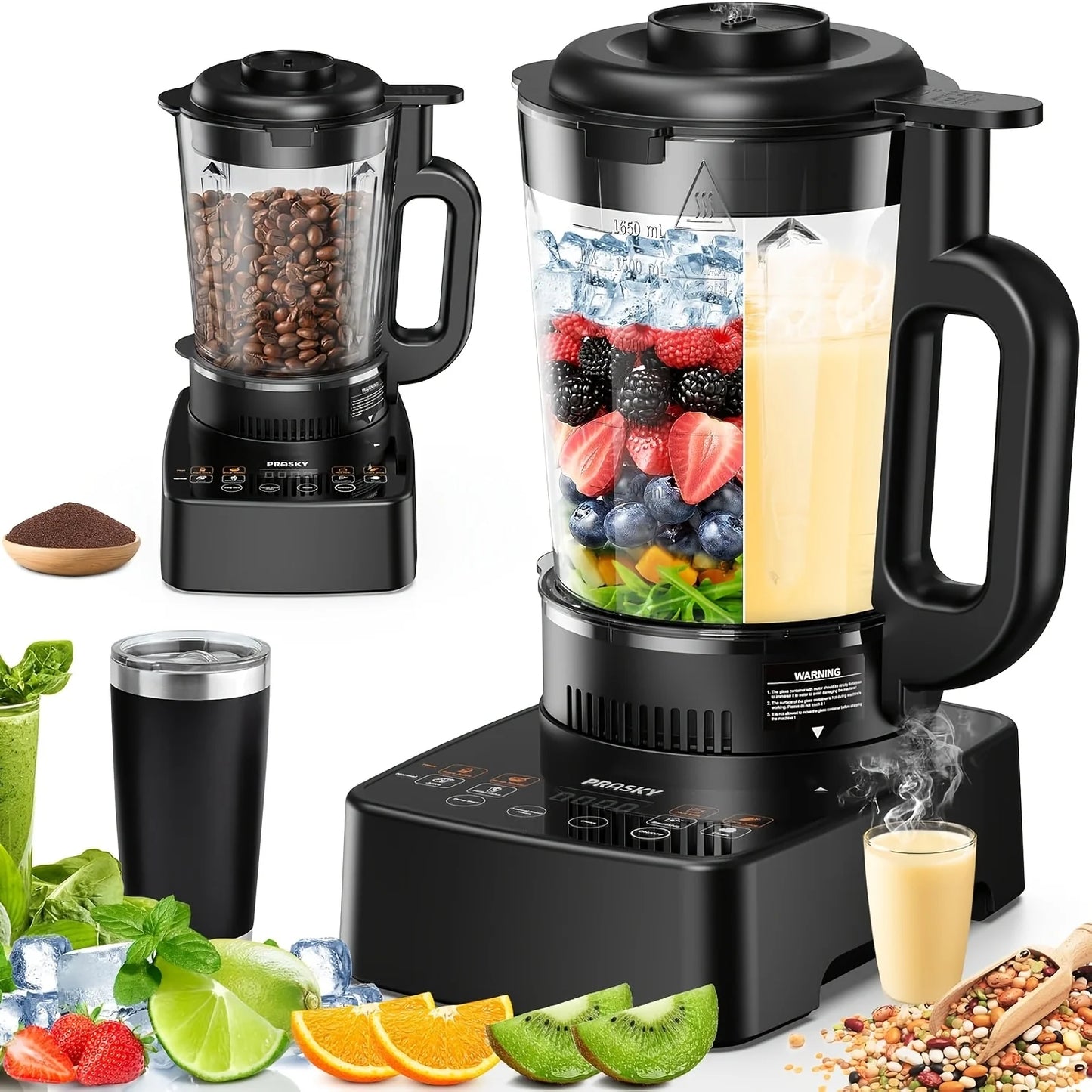 Prasky 2400W Heating Blender 25000 RPM Auto Clean