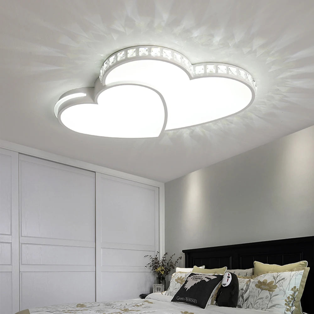 Crystal Heart Ceiling Light Modern LED Flush Mount For Kids