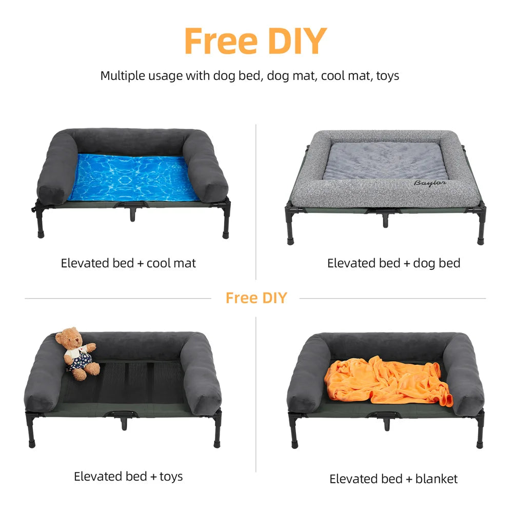 BORWART CN Outdoor Raised Dog Bed With Cooling Mat
