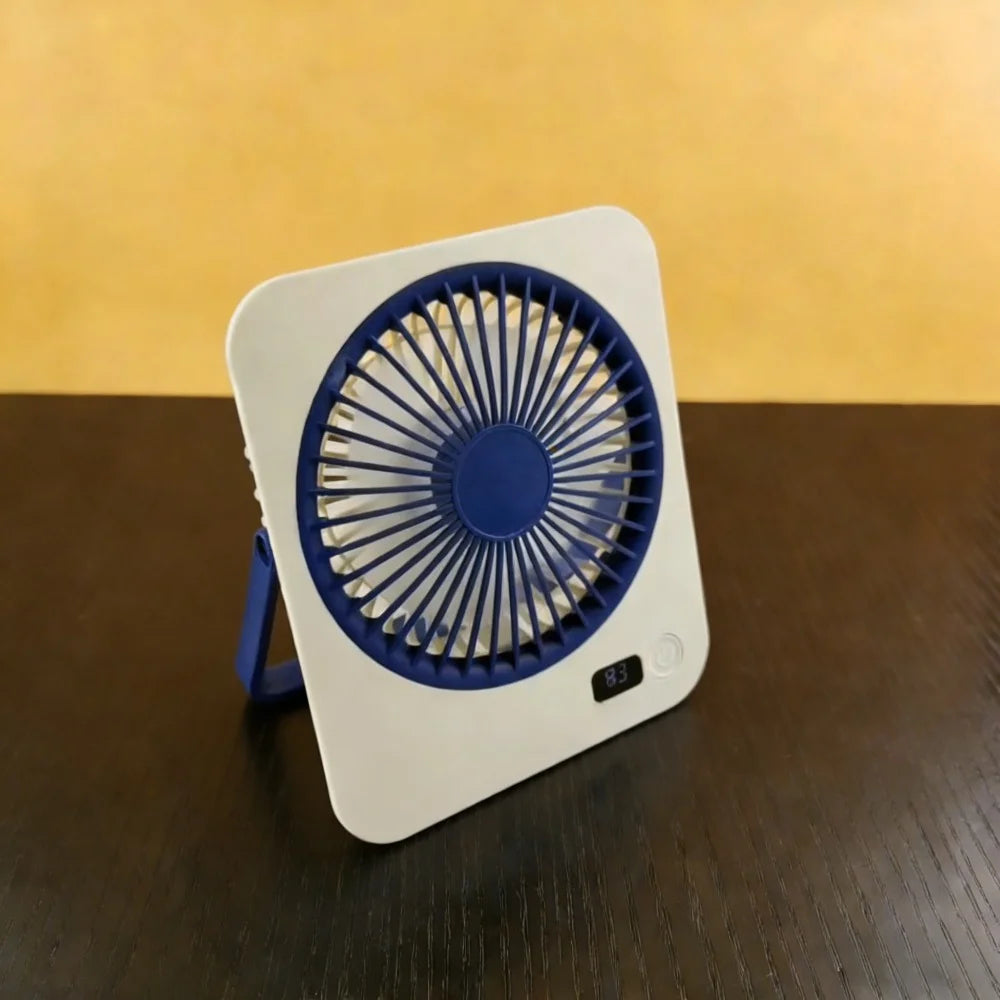 1pc rechargeable USB mini desktop fan, power display, 5-speed ultra quiet personal cooling fan, foldable handle portable fan, suitable for office, home, bedroom, travel, camping