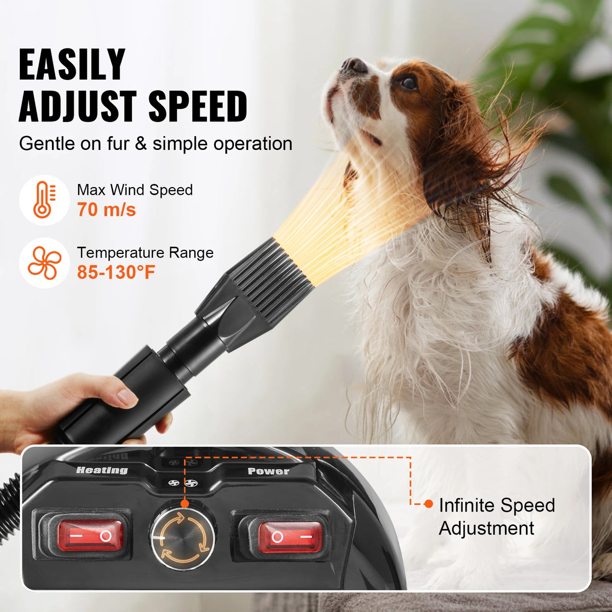 SucceBuy 2000W Dog Dryer With Adjustable Temperature Control